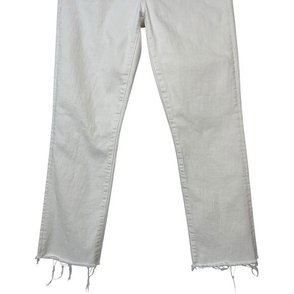 Mother The Rascal Crop Fray Cream Puff White Size 29 Raw Hem Casual Trendy - Picture 6 of 15